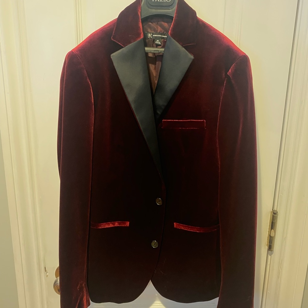 Burgundy velvet holiday blazer